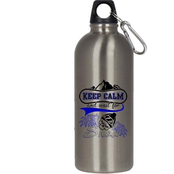 Keep Calm And Wait For Snow 20 oz Stainless Steel Bottle,Funny Skiing Outdoor Sports Water Bottle