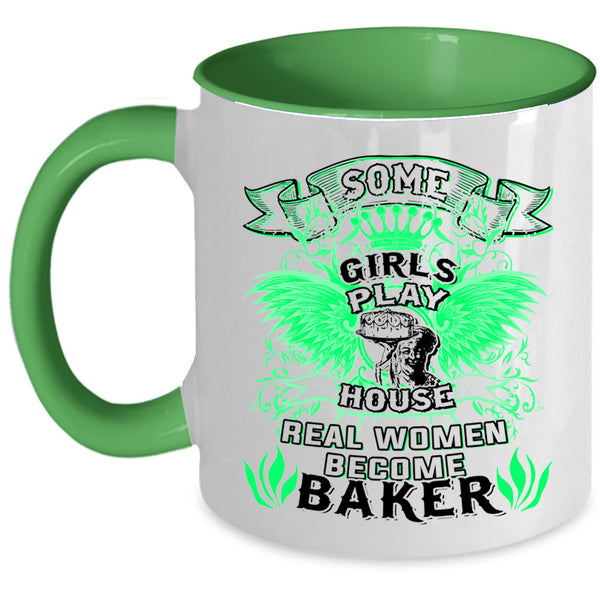 Beautiful Lady Coffee Mug, Real Women Become Baker Accent Mug
