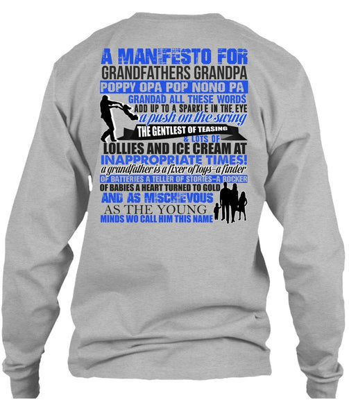 A Manifesto For Grandfathers Grandpa T Shirt, I Love My Kid T Shirt