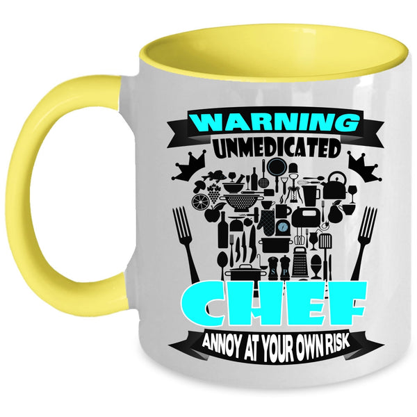 Awesome Chef Coffee Mug, Warning Unmedicated Chef Accent Mug