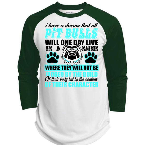 I Have A Dream That All Pit Bulls T Shirt, I Love Pit Bull T Shirt, Awesome T-Shirts  (Polyester Game Baseball Jersey)