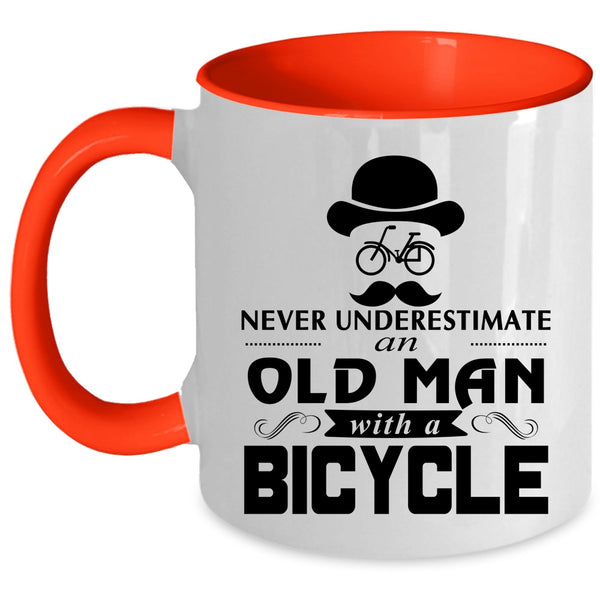 Cool Gift For Grandpas Coffee Mug, An Old Man With A Bicycle Accent Mug