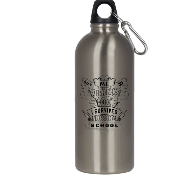 I Survived Nursing School 20 oz Stainless Steel Bottle,Funny Drinking Outdoor Sports Water Bottle