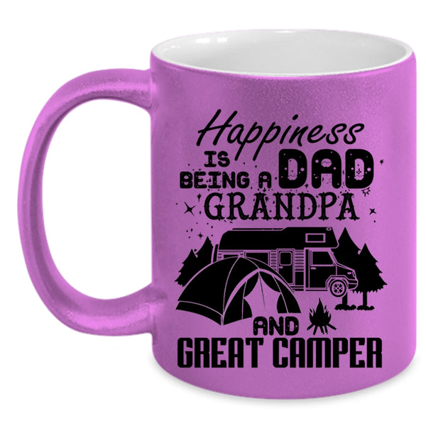 Grandpa And Great Camper Coffee Mug, Happiness Is Being A Dad Accent Mug