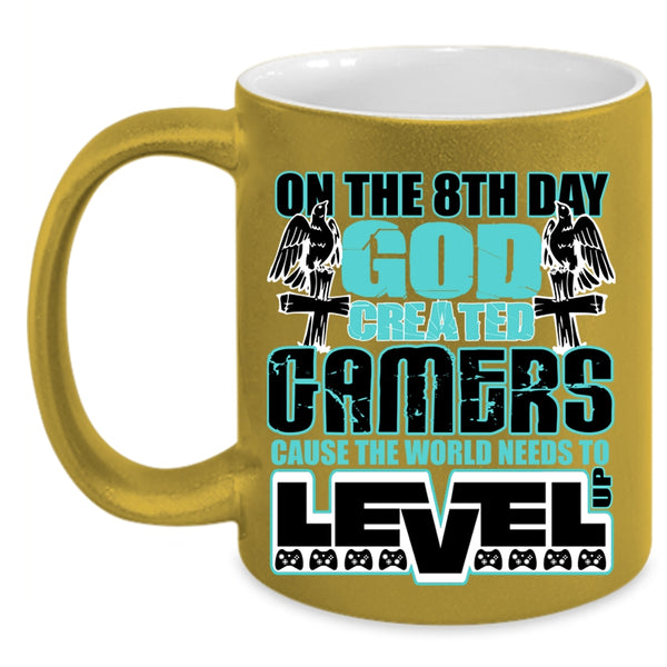 Awesome Gamers Coffee Mug, On The 8th Day God Created Gamers Accent Mug