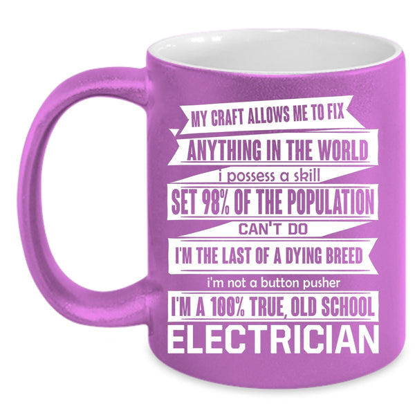 Old School Electrician Coffee Mug, Cute Electrician Coffee Cup