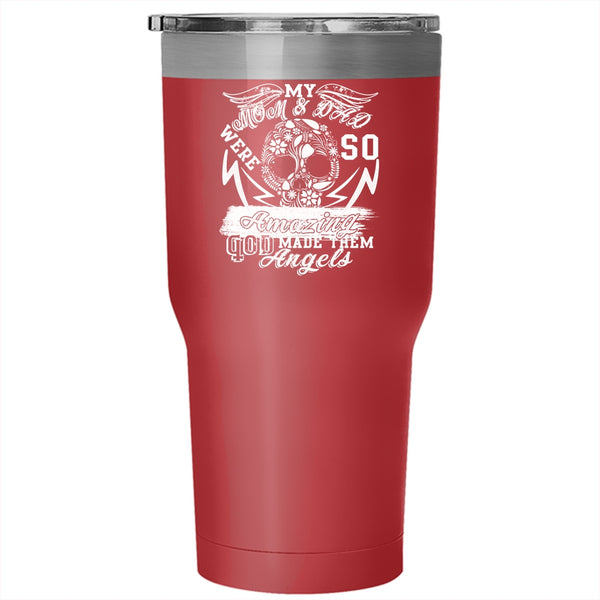 My Mom And Dad Were So Amazing Tumbler 30 oz Stainless Steel, God Made Them Angels Travel Mug