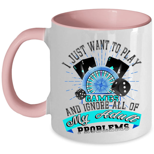 Cool Playing Games Coffee Mug, I Just Want To Play Games Accent Mug