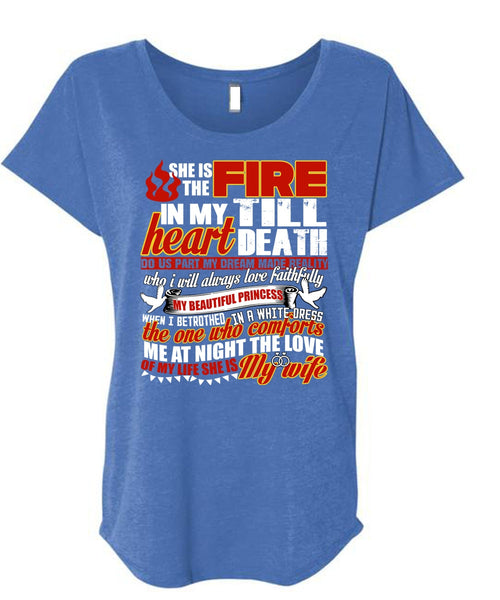She Is The Fire T Shirt, She Is My Wife T Shirt, Cool Shirt (Ladies' Triblend Dolman Sleeve)