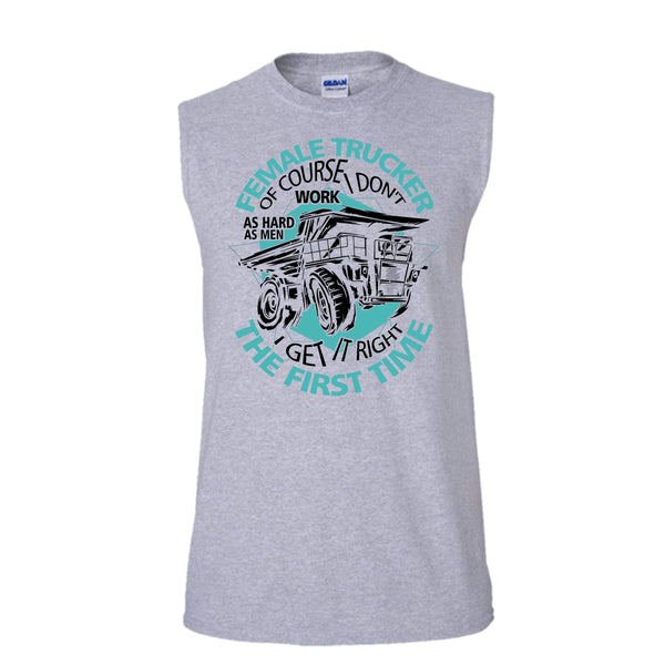 Female Trucker T Shirt, Coolest Female Trucker Tank Top (Men's Cotton Sleeveless)