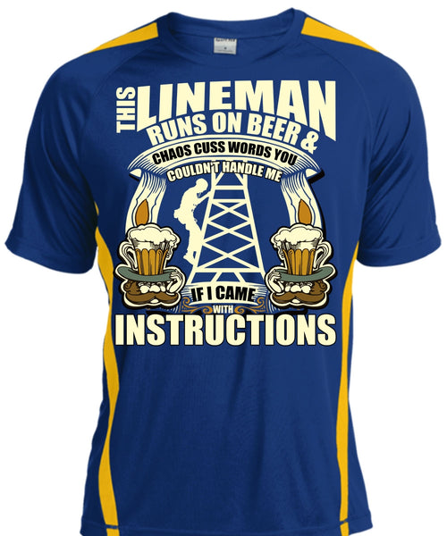 This Lineman Runs On Beer T Shirt, I Came With Instructions T Shirt, Cool Shirt