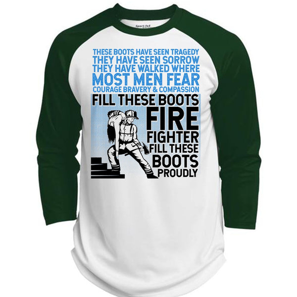 Firefighter Fill These Boots Proudly T Shirt, I Love Firefighter T Shirt, Awesome T-Shirts  (Polyester Game Baseball Jersey)