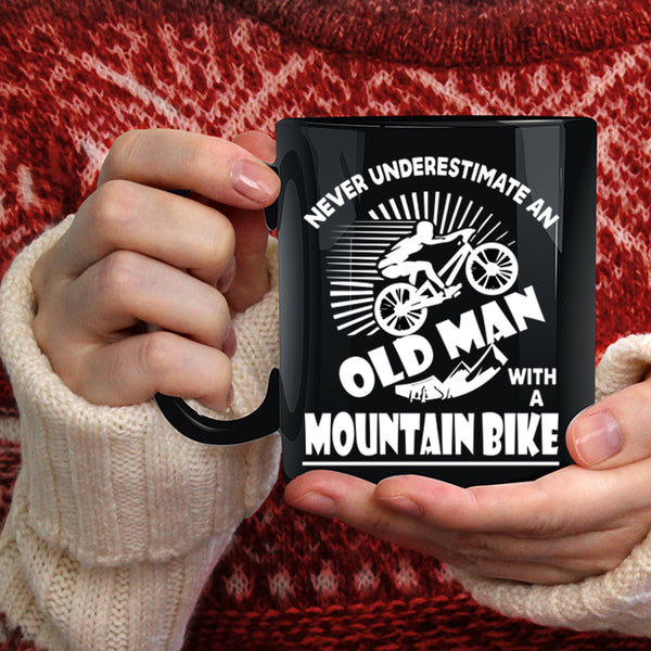 Old Man With A Mountain Bike Coffee Mug, Cool Grandpa Coffee Cup