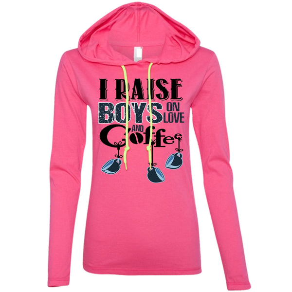 I Raise Boys On Love Ans Coffee T Shirt, I Love Coffee T Shirt, Awesome T-Shirts