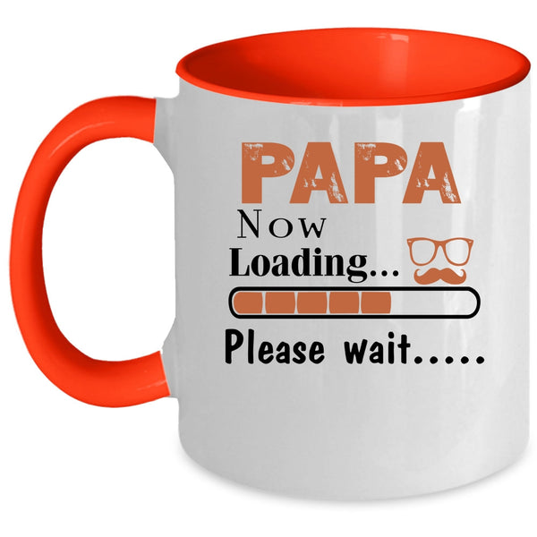 Cute Papa Coffee Mug, Papa Now Loading Please Wait Accent Mug