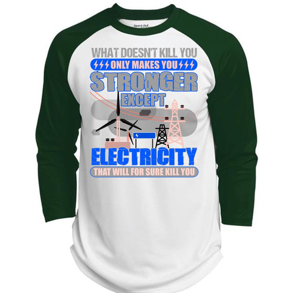 Stronger Except Electricity T Shirt, Being An Electrician T Shirt, Awesome T-Shirts  (Polyester Game Baseball Jersey)