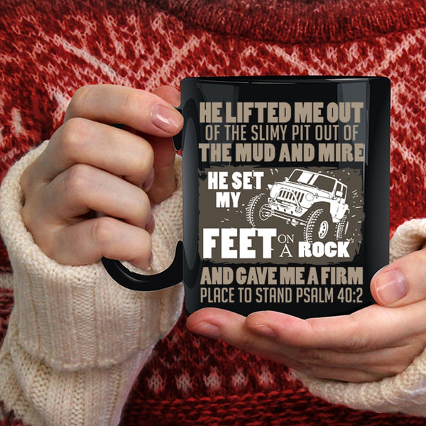 He Set My Feet on A Rock Coffee Mug, Cool Jeep Guy Coffee Cup