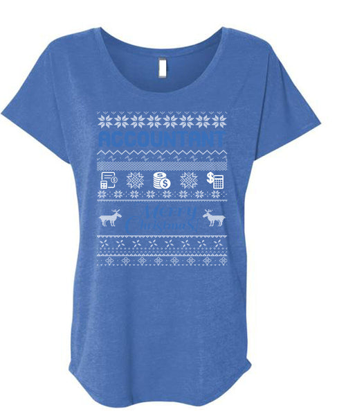 Accountant Merry Christmas T Shirt, Being An Accountant T Shirt, Cool Shirt (Ladies' Triblend Dolman Sleeve)