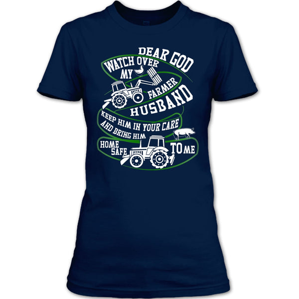 Watch Over My Farmer Husband T Shirt, Coolest Farmer T Shirt