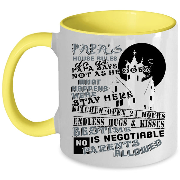 Gift For Father's Day Coffee Mug, Papa's House Rules Accent Mug