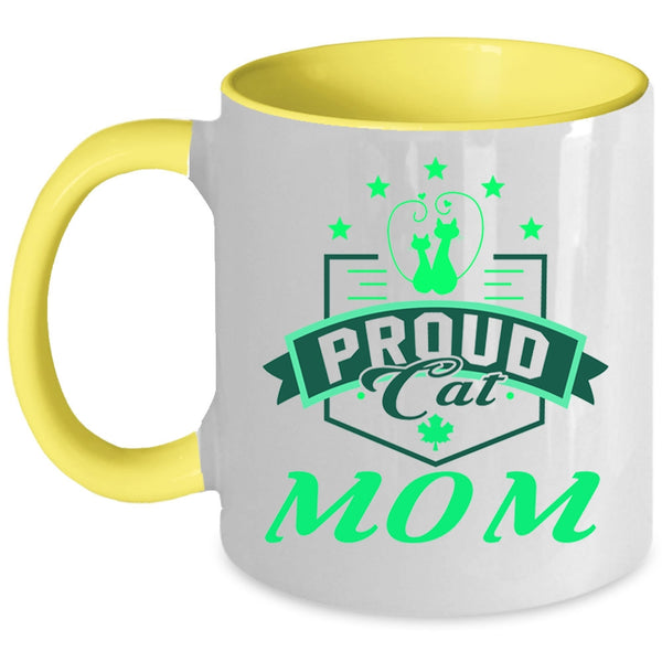 Cute Gift For Cat Owner Coffee Mug, Proud Cat Mom Accent Mug