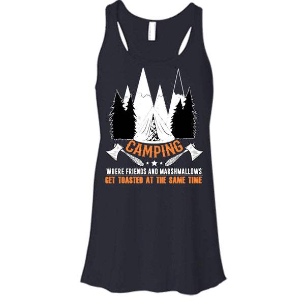 Camping T Shirt, Where Friends And Marshmalows Tank Top