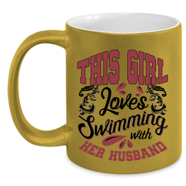 Couple Coffee Mug, This Girl Loves Swimming With Her Husband Accent Mug
