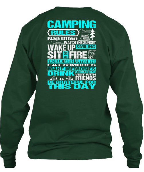 Camping Rules Nap Often T Shirt, Wake Up Smiling T Shirt