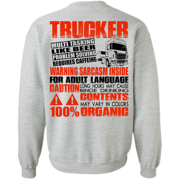 Adult Language T Shirt, Trucker Multitasking Like Beer Sweatshirt