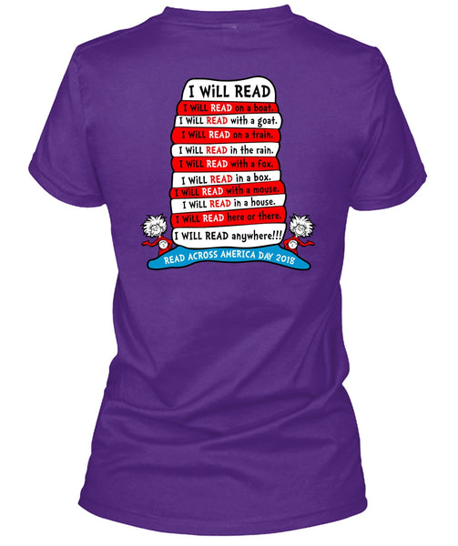 Dr. Seuss T Shirt, I Will Read On Boat T Shirt, The Cat in the Hat T Shirt, I Will Read Anywhere T Shirt