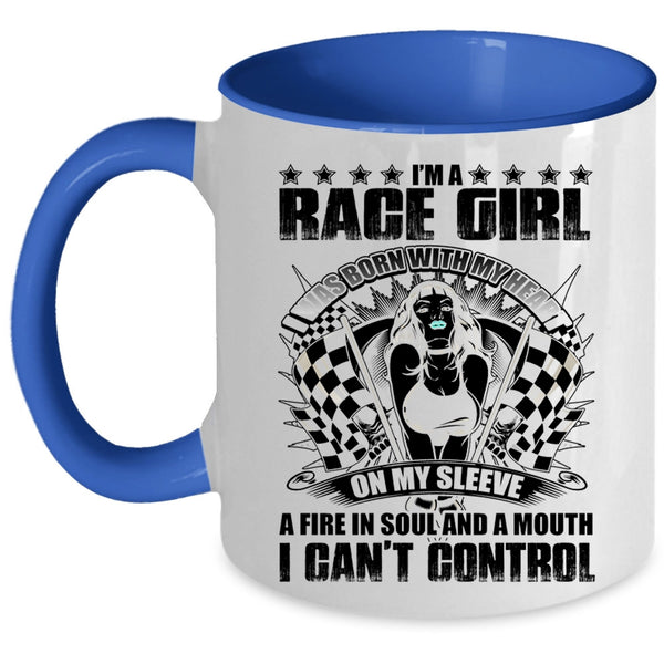 I Was Born With My Heart On My Sleeve Coffee Mug, I'm A Race Girl Accent Mug