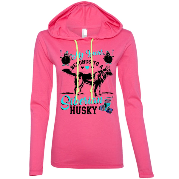 My Heart Belongs To A Siberian Husky T Shirt, I Love My Dog T Shirt, Awesome T-Shirts