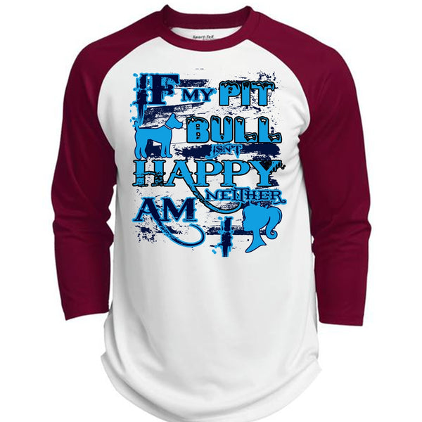 If  My Pit Bull Isn't Happy Neither Am I T Shirt, I Love Dog T Shirt, My Favorite T Shirt  (Polyester Game Baseball Jersey)