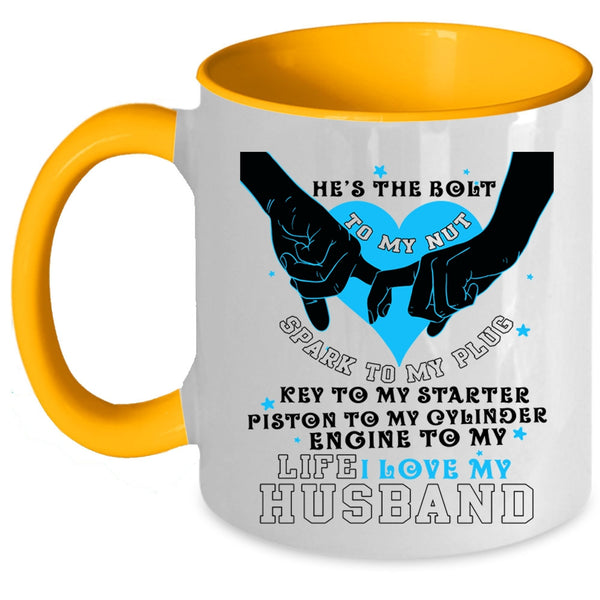 Cute Gift For Wedding Coffee Mug, I Love My Husband Accent Mug