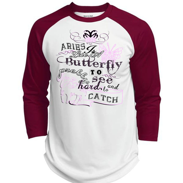 Aries Is Like A Butterfly To See And Too Catch Pretty Harel T Shirt, Life T Shirt  (Polyester Game Baseball Jersey)
