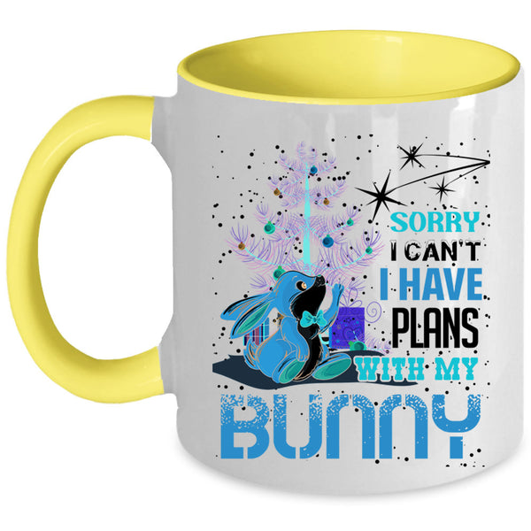 Cool Christmas Coffee Mug, I Have Plans With My Bunny Accent Mug