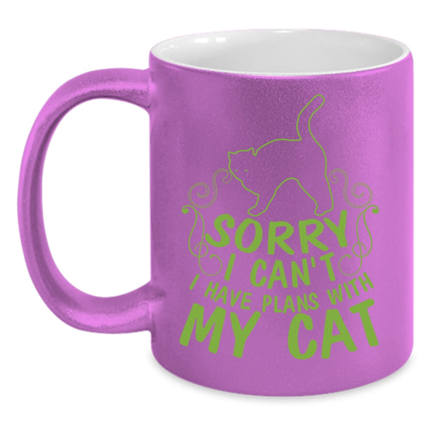 I Have Plans With My Cat Coffee Mug, Cute Gift For Cat Lovers Coffee Cup