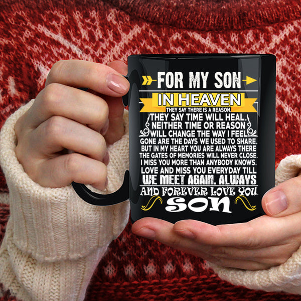 For My Son In Heaven Coffee Mug, Forever I Love My Son Coffee Cup