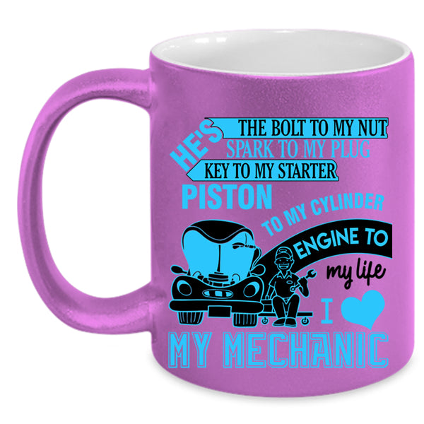 Cool Couple Coffee Mug, I Love My Mechanic Accent Mug