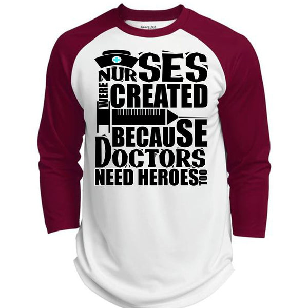 Nurses Were Created T Shirt, I Love Nursing T Shirt, Awesome T-Shirts  (Polyester Game Baseball Jersey)