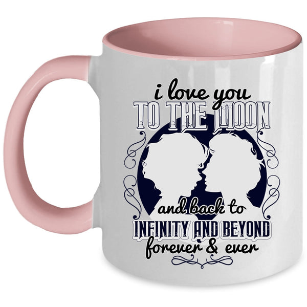 Cool Couple Coffee Mug, I Love You To The Moon And Back Accent Mug
