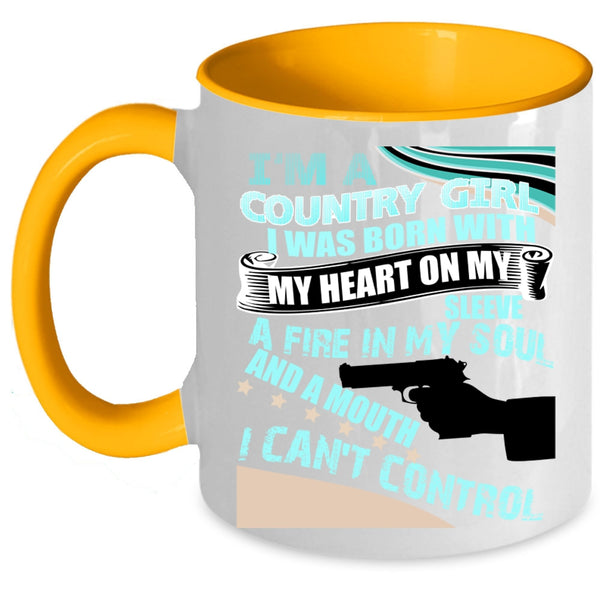 I Was Born With My Heart Coffee Mug, I'm A Country Girl Accent Mug