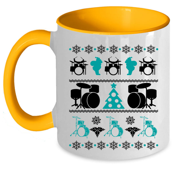 Ugly Christmas Coffee Mug, Cute Drummer Accent Mug