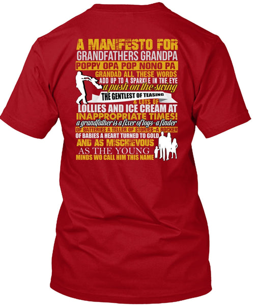 A Manifesto For Grandfathers Grandpa T Shirt, Being A Papa T Shirt