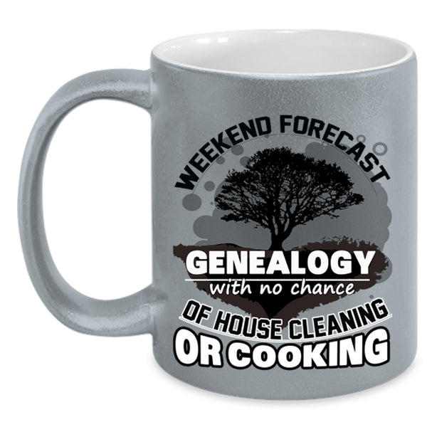 Funny Family Coffee Mug, Weekend Forecast Genealogy Accent Mug