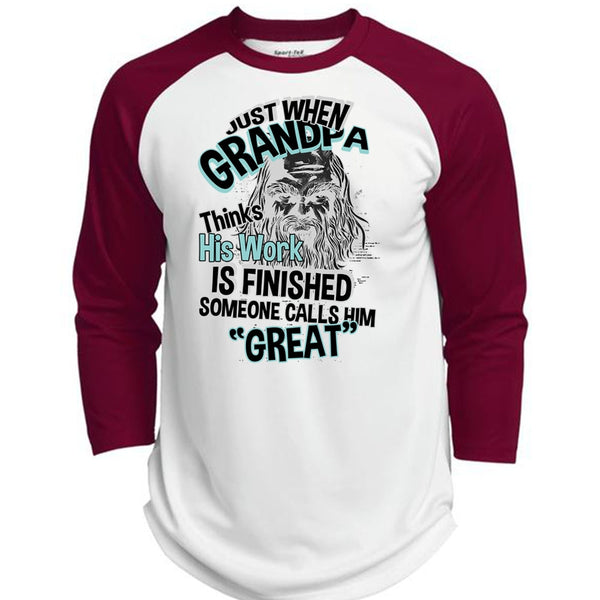 Grandpa Thinks His Work Is Finished T Shirt, I Love Grandpa T Shirt, Awesome T-Shirts  (Polyester Game Baseball Jersey)