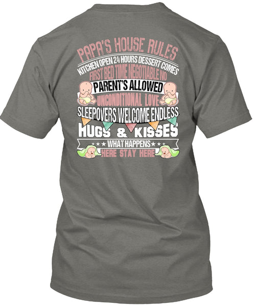 Papa's House Rules T Shirt, Hugs And Kisses T Shirt