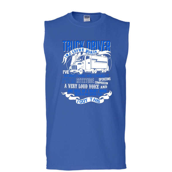 Trucker Driver T Shirt, I'm A Grow Woman Tank Top (Men's Cotton Sleeveless)