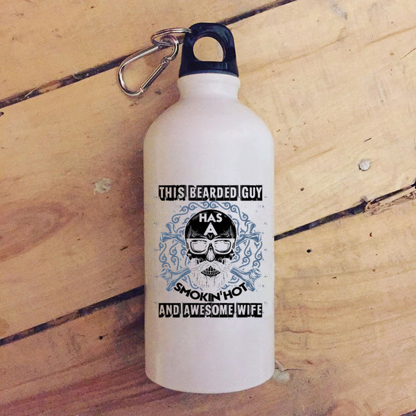 This Bearded Guy Has An Awesome Wife 20 oz Stainless Steel Bottle,Cool Bearded Guy Outdoor Sports Water Bottle