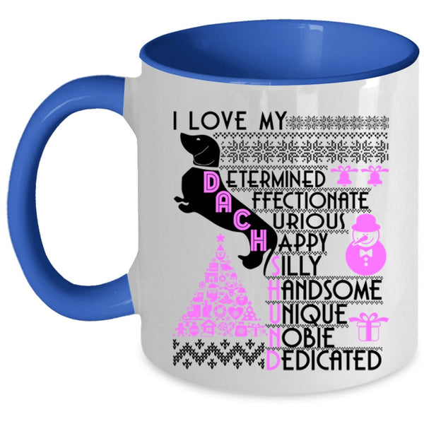 Cute Christmas Coffee Mug, I Love My Duchshund Accent Mug